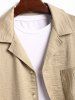 Men's Casual Solid Color Camp Collar Front Pocket Design Button Up Short Sleeves Shirt -  