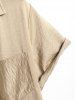 Men's Casual Solid Color Camp Collar Front Pocket Design Button Up Short Sleeves Shirt -  