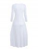 Robe Ligne A en Couleur Unie à Manches Longues avec Poches - Blanc S