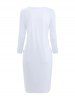 Robe Chemise en Couleur Unie avec Poche à Manches Longues - Blanc M