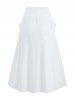 Elastic Waist Pocket Pleated Solid A Line Skirt -  