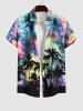 Coconut Tree Colorful Tie Dye Galaxy Print Plus Size Matching Hawaii Beach Outfit For Couples -  