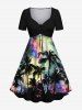 Coconut Tree Colorful Tie Dye Galaxy Print Plus Size Matching Hawaii Beach Outfit For Couples -  