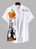 Halloween Costume Pumpkin Bat Tree Moon Wizard Print Plus Size Matching Outfit For Couples -  