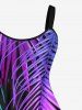 Tropical Colorful Leaf Print Plus Size Matching Hawaii Beach Outfit For Couples -  
