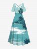 Coconut Tree Sea Print Plus Size Matching Hawaii Beach Outfit For Couples -  
