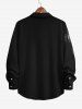 Plus Size Halloween Pumpkin Bat Moon Tree Castle Print Buttons Pocket Long Sleeve Shirt For Men -  