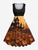 Halloween Costume Pumpkin Bat Moon Castle Print Plus Size Matching Set For Couples -  