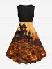 Halloween Costume Pumpkin Bat Moon Castle Print Plus Size Matching Set For Couples -  