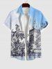 Vintage Baroque Floral Water City Ombre Sky Print Plus Size Matching Set For Couples -  