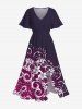 Floral Branch Print Plus Size Matching Hawaii Beach Outfit For Couples -  