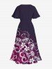 Floral Branch Print Plus Size Matching Hawaii Beach Outfit For Couples -  