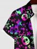 Plus Size Halloween Colorful Skulls Star Print Buttons Pocket Shirt For Men -  