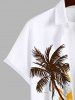 Plus Size Coconut Tree Bird Paint Splatter Print Buttons Pocket Hawaii Shirt For Men -  