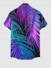 Plus Size Tropical Colorful Leaf Print Buttons Pocket Hawaii Shirt For Men -  
