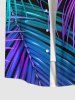 Plus Size Tropical Colorful Leaf Print Buttons Pocket Hawaii Shirt For Men -  