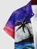 Plus Size Colorful Ombre Galaxy Moon Coconut Tree Skull Shark Seabed Print Hawaii&Halloween Shirt For Men -  