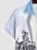 Plus Size Vintage Baroque Floral Water City Ombre Sky Print Button Pocket Shirt For Men -  