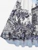 Plus Size Vintage Baroque Floral Water City Ombre Sky Print Swing A Line Dress -  