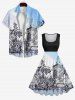 Plus Size Vintage Baroque Floral Water City Ombre Sky Print Swing A Line Dress -  