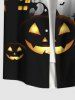 Chemise Imprimé Château Arbre Lune et Citrouille Halloween Grande Taille avec Poches - Noir 4XL