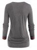 Roll Up Sleeve Plaid Insert Surplice T Shirt -  