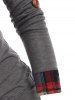 Roll Up Sleeve Plaid Insert Surplice T Shirt -  
