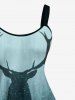 Plus Size Glitter Tree Forest Elk Print Halloween Costume Ombre A Line Tank Dress -  