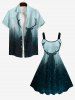 Plus Size Glitter Tree Forest Elk Print Halloween Costume Ombre A Line Tank Dress -  