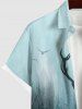 Plus Size Glitter Tree Forest Elk Print Halloween Ombre Button Pocket Shirt For Men -  