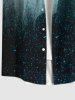 Plus Size Glitter Tree Forest Elk Print Halloween Ombre Button Pocket Shirt For Men -  