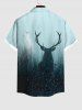 Plus Size Glitter Tree Forest Elk Print Halloween Ombre Button Pocket Shirt For Men -  