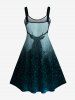 Plus Size Glitter Tree Forest Elk Print Halloween Costume Ombre A Line Tank Dress -  