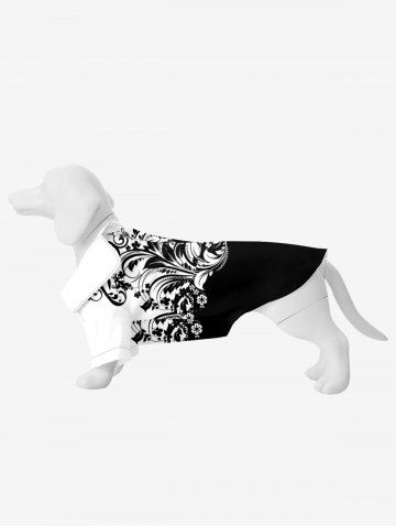 Pet's Floral Leaf Two Tone Print Hawaii Button Shirt