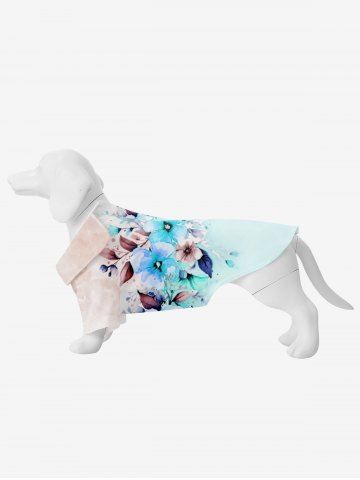 Pet's Floral Leaf Tie Dye Print Hawaii Button Shirt