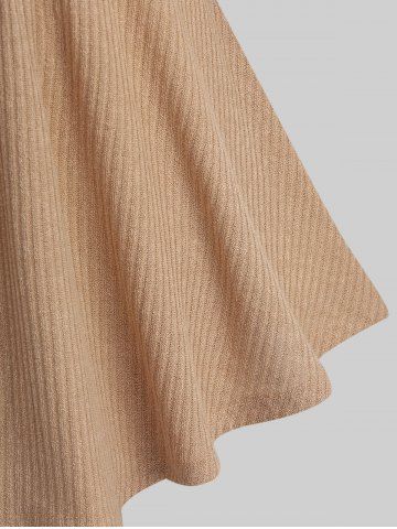 Plus Size Surplice Chain Panel Cinched Waist Two Tone Ribbed Textured Top