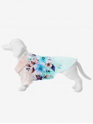 Pet's Floral Leaf Tie Dye Print Hawaii Button Shirt -  