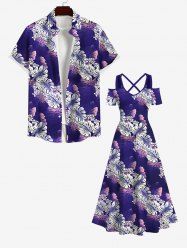 Tropical Leaf Ombre Print Plus Size Matching Hawaii Beach Outfit For Couples -  