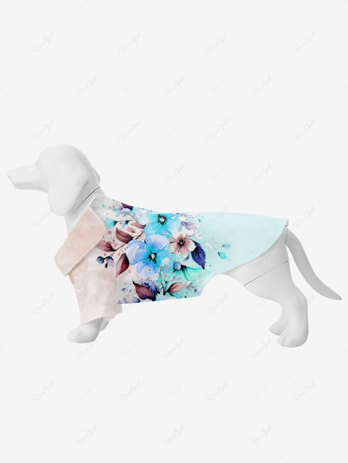 Outfit Pet's Floral Leaf Tie Dye Print Hawaii Button Shirt  