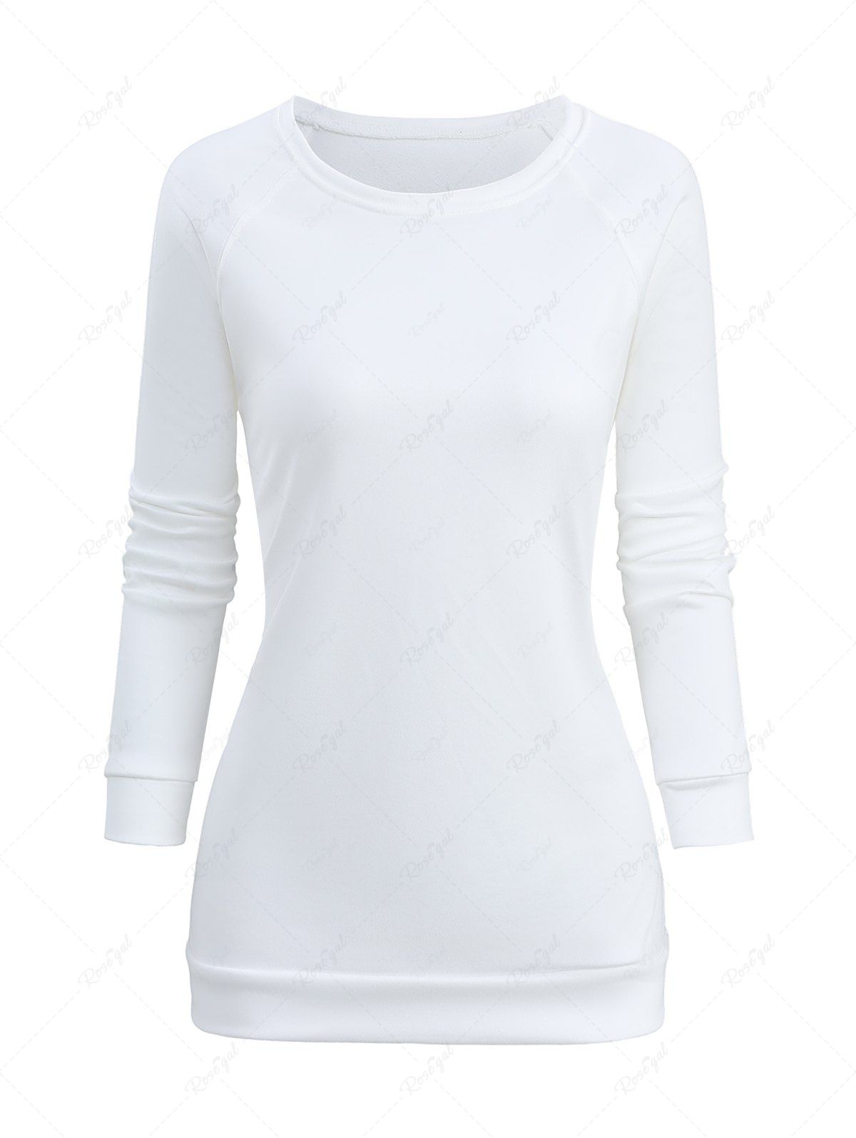 Discount Solid Pullover Long Sleeve Sweatshirt  
