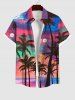 Coconut Tree Moon Colorful Ombre Colorblock Sky Print Plus Size Matching Hawaii Beach Outfit For Couples -  