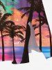 Coconut Tree Moon Colorful Ombre Colorblock Sky Print Plus Size Matching Hawaii Beach Outfit For Couples -  