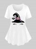 Halloween Costume Hat Spider Web Eyebrow Print T-shirt and Skinny Leggings Plus Size Matching Set -  