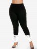 Halloween Costume Hat Spider Web Eyebrow Print T-shirt and Skinny Leggings Plus Size Matching Set -  