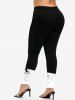 Halloween Costume Hat Spider Web Eyebrow Print T-shirt and Skinny Leggings Plus Size Matching Set -  