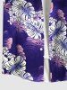 Plus Size Tropical Leaf Ombre Print Buttons Pocket Hawaii Shirt For Men -  