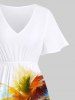 Colorful Coconut Tree Mountain Watercolor Print Plus Size Matching Hawaii Beach Outfit For Couples -  