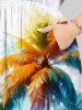 Colorful Coconut Tree Mountain Watercolor Print Plus Size Matching Hawaii Beach Outfit For Couples -  