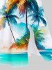 Colorful Coconut Tree Mountain Watercolor Print Plus Size Matching Hawaii Beach Outfit For Couples -  