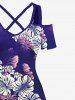Tropical Leaf Ombre Print Plus Size Matching Hawaii Beach Outfit For Couples -  